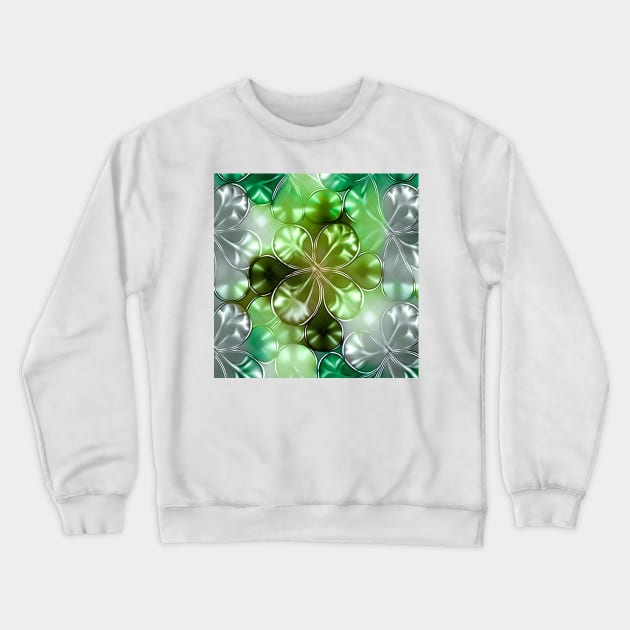 Saint Patrick's day shamrock shiny abstract floral pattern Crewneck Sweatshirt by UmagineArts